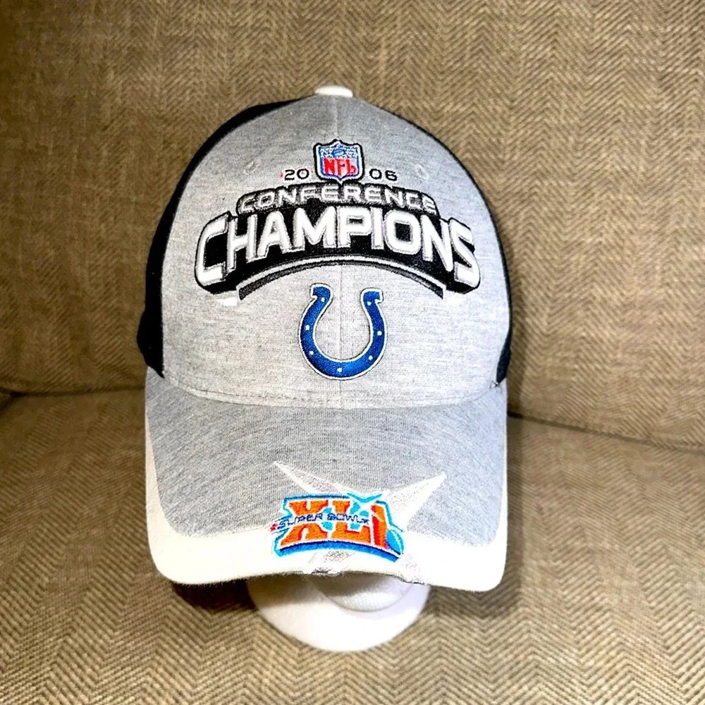 VTG 06 Indianapolis Colts Hat Cap Strap Back Gray Super Bowl XLI NFL Reebok Mens